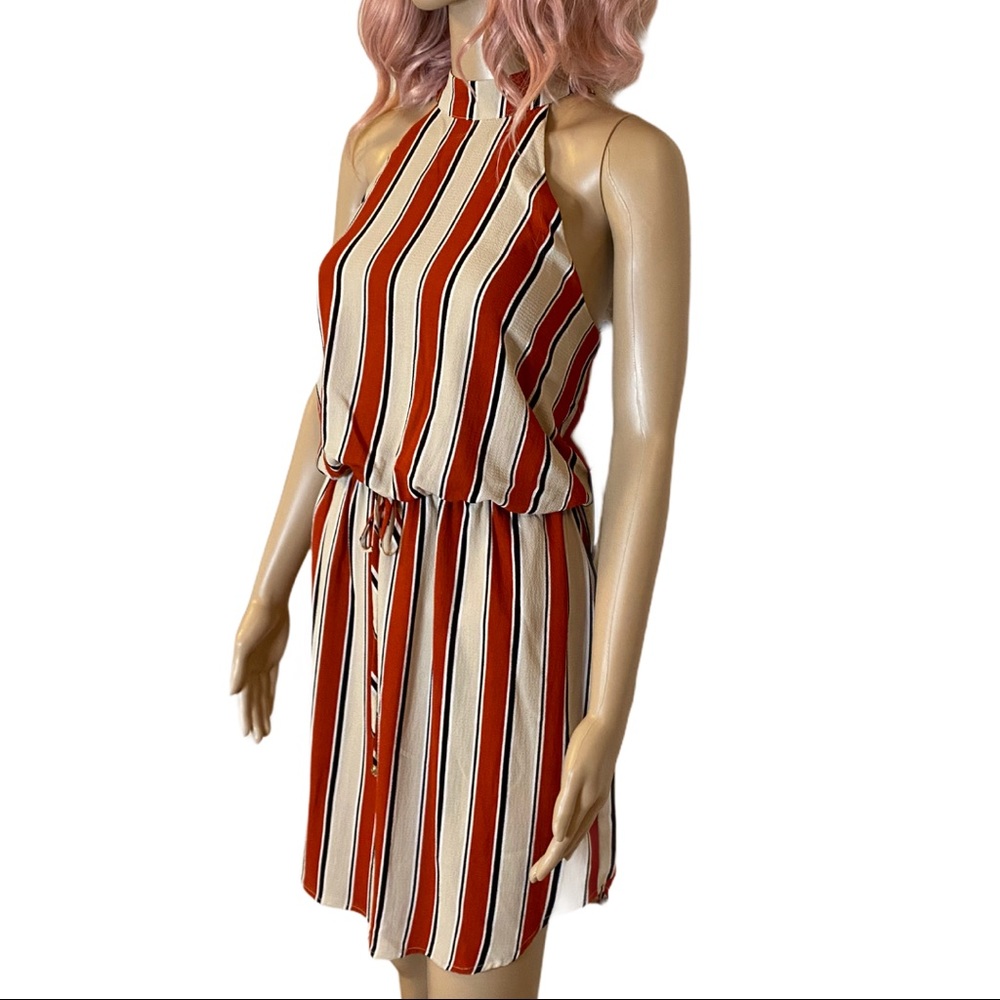Jodi Kristopher high neck sleeveless striped dress